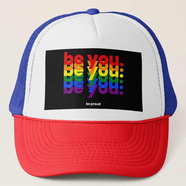 Var dig själv Var stolt HBTQ Pride Regnbåge Lesbis Keps (Framsida)