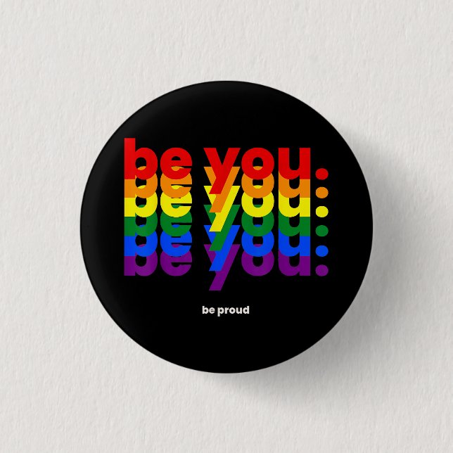 Var dig själv Var stolt HBTQ Pride Regnbåge Lesbis Knapp (Framsida)