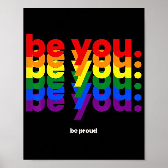 Var dig själv Var stolt HBTQ Pride regnbåge Lesbis Poster (Framsidan)