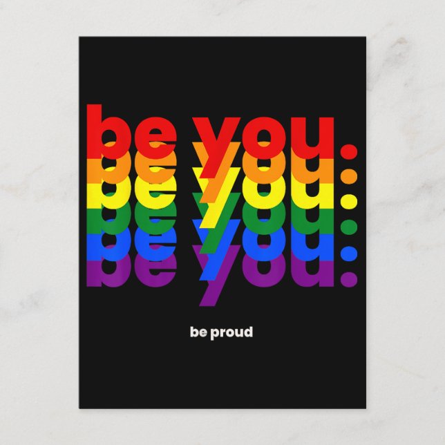 Var dig själv Var stolt HBTQ Pride Regnbåge Lesbis Tilläggskort (Framsida)