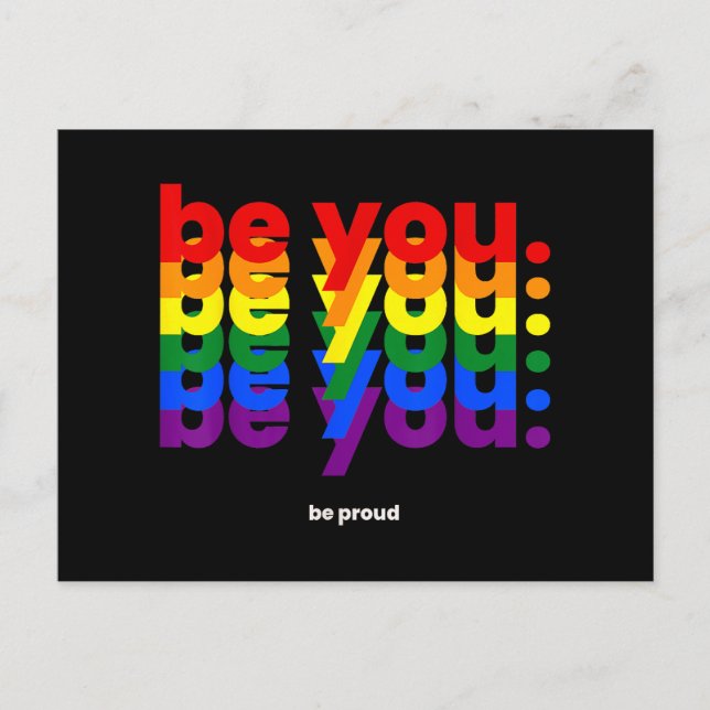 Var dig själv Var stolt HBTQ Pride Regnbåge Lesbis Vykort (Framsida)