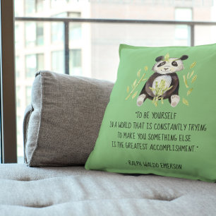 Var din egen Emerson-citat med Boho Panda Kudde
