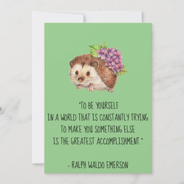 Var din egen Emerson Quote med Hedgehog-platta kor Kort (Framsida)