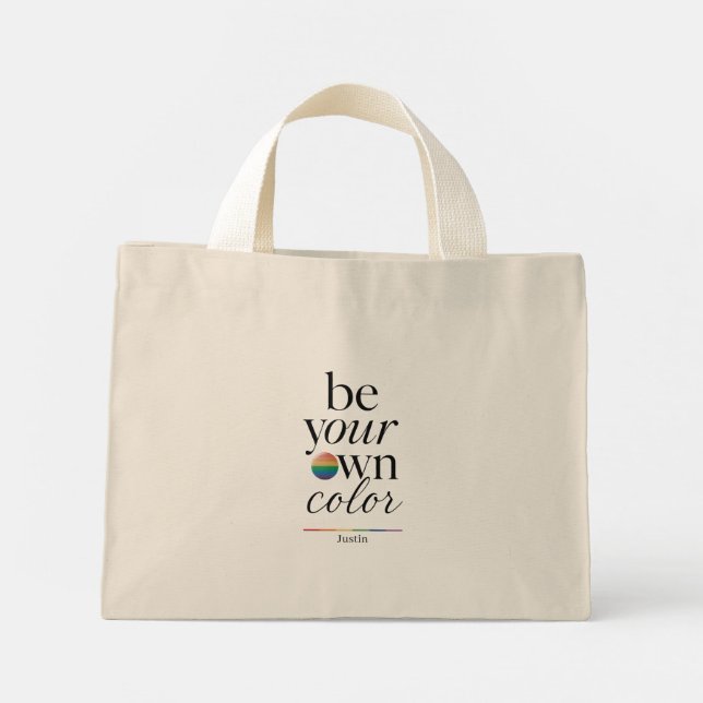 Var Din Egen Färg Minimal Typografi Statement Mini Tygkasse (Baksida)