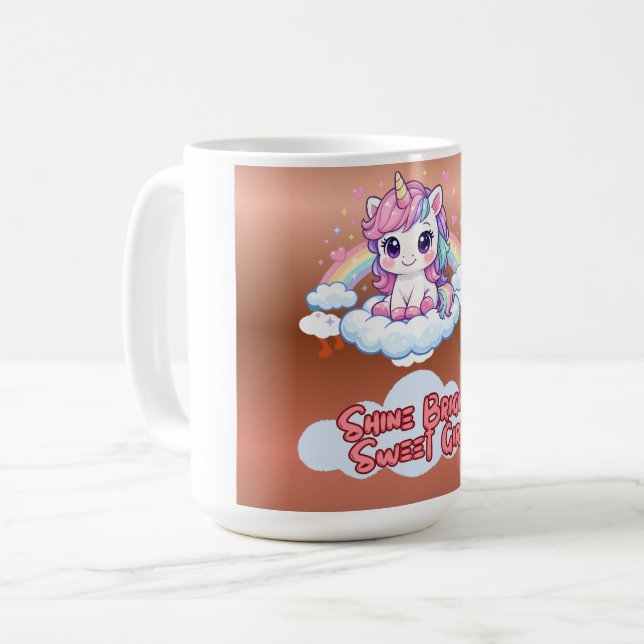 Var din egen regnbåge söta enhörningsflickor  kaffemugg (Framsida vänster)