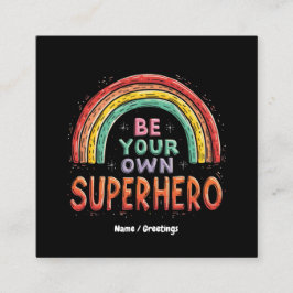 Var din egen superhjälteinspiration och färgstarka fyrkantigt visitkort