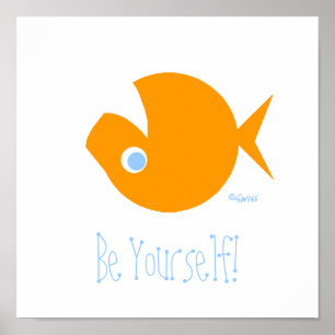 Var din egen Tecknad Goldfish inspirational Motto Poster