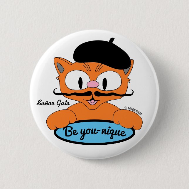 Var din nique senor Gato med Beret-knapp Knapp (Framsida)