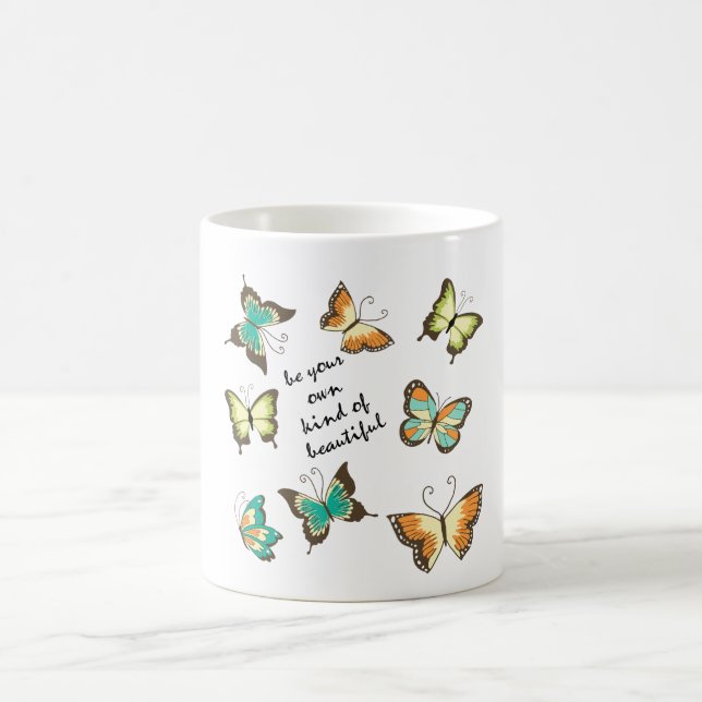 Var dina egna vackra fjärilar kaffemugg (Center)