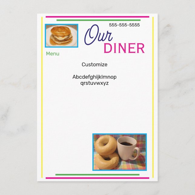 Vår Diners Anpassade Meny (Framsida)