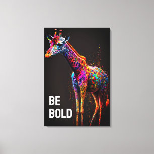 Var djärv, färglös regnbåge Giraffe Cute Zoo Anima Canvastryck