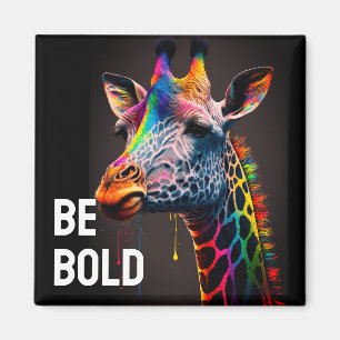 Var djärv, färglös regnbåge Giraffe Cute Zoo Anima Magnet