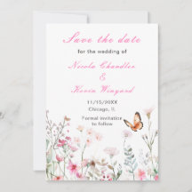 Vår Djup Rosa Fjäril Blommig Bröllop