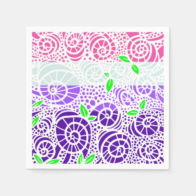 Vår Doodle löv och snabbt snigel snäckor Pappersservett (Framsidan)