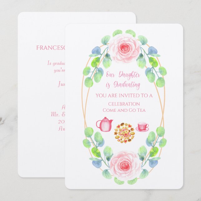 Vår dotter håller på att utbilda Linen-inbjudan Inbjudningar (Fram/baksida)