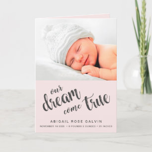 Vår Dream Kom True Four Photos Rosa Girl Birth Meddelande