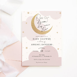 Vår Dream Kom True Måne Rosa Baby Shower Inbjudningar