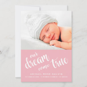 Vår Dream Kom True Photo Sweet Rosa Girl Birth Meddelande