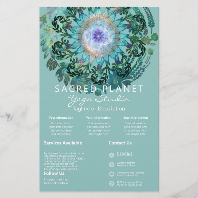 Vår Dreams Mandala Teal Intro | TjänstFlyer Flygblad (Framsidan)