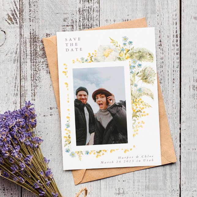 Vår Dreams Vild Blommigt Watercolor Bröllop Spara Datumet (Skapare uppladdad)