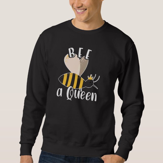 Var drottning Funny Honung Bee Bevackra biodlingsh Lång Ärmad Tröja (Framsida)