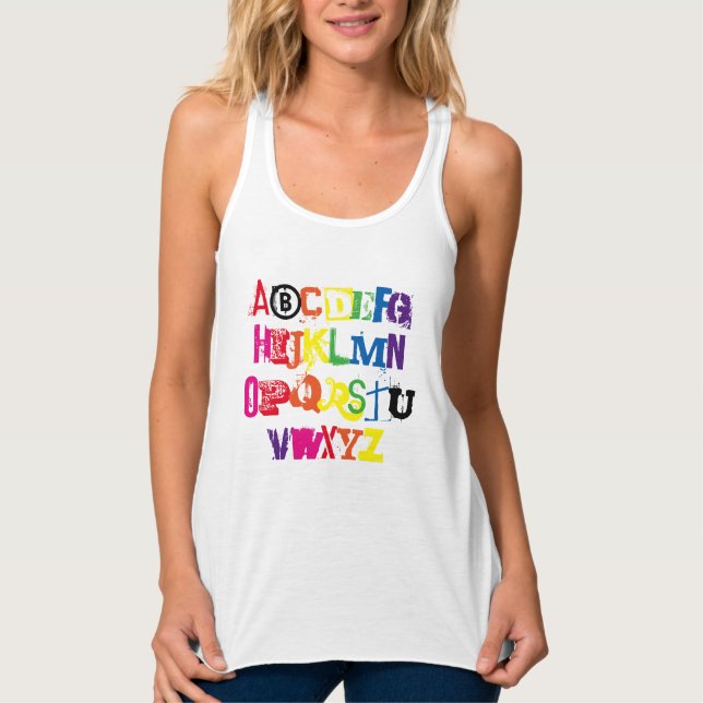 Var du Alphabet Funny Rainbow Typography Linne Med Racerback (Framsida)