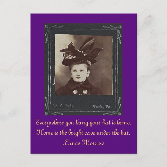 Var du än hänger din hatt hemma vykort (Framsida)