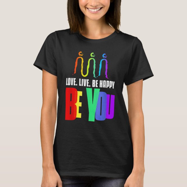 Var du HGBTQ Ally Rainbow Pride Lesbisk för Flagga T Shirt (Framsida)