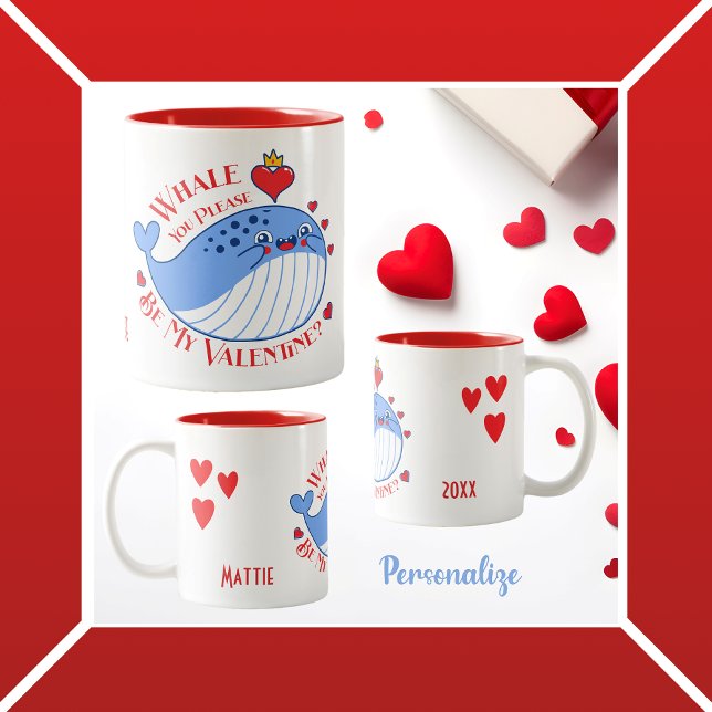 Var du min Valentine? Två-Tonad Mugg (Skapare uppladdad)