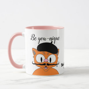 Var Du-niktiv (Var unik) Tecknad Mustasch Katt Mugg