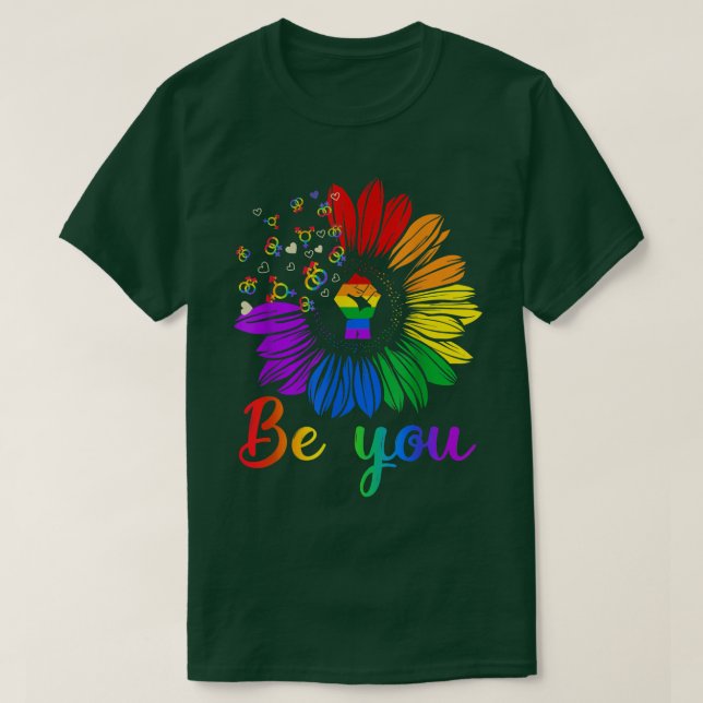 Var du Solrosbuss Pride LGBT Gay Lesbisk Trans Bis T Shirt (Design framsida)