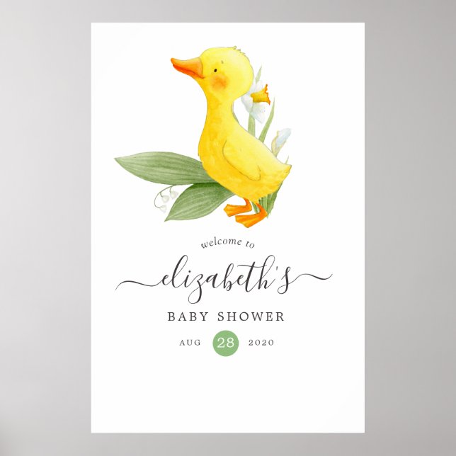 Vår Duckling Lilly från dalen Baby Shower Poster (Framsidan)