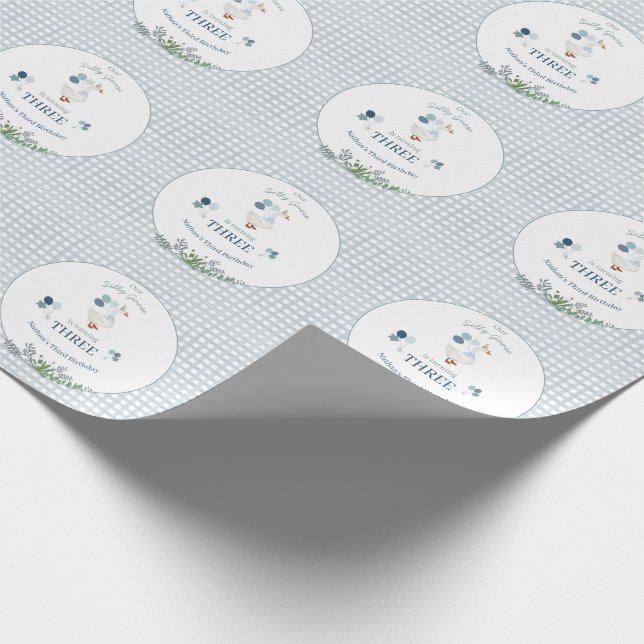 Vår Dumma Gås Födelsedag Alla Åldrar Blå  Presentpapper (Hörn)