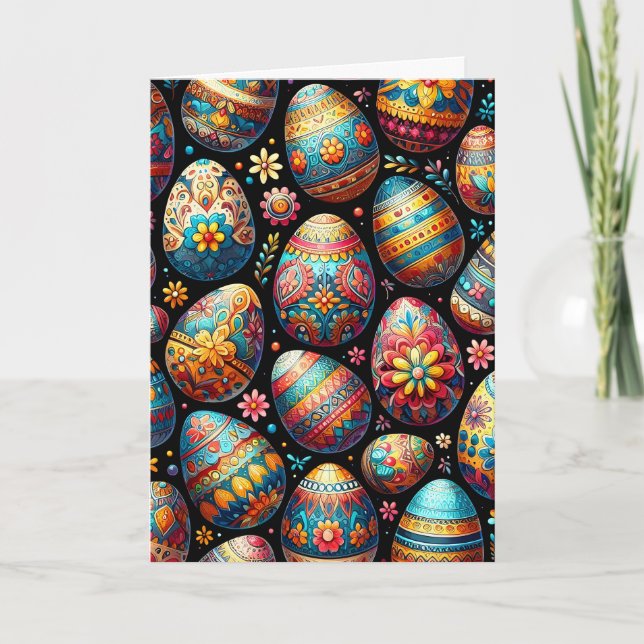 Vår Eggs Russian stil svart rödhaj Helgkort (Framsida)