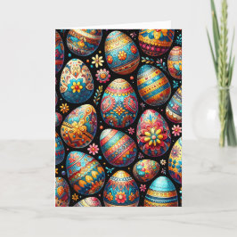 Vår Eggs Russian stil svart rödhaj Helgkort
