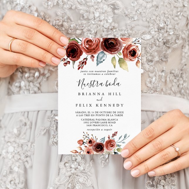 Vår Elegant Blommigt Nuestra Boda Bröllop Inbjudningar (Skapare uppladdad)