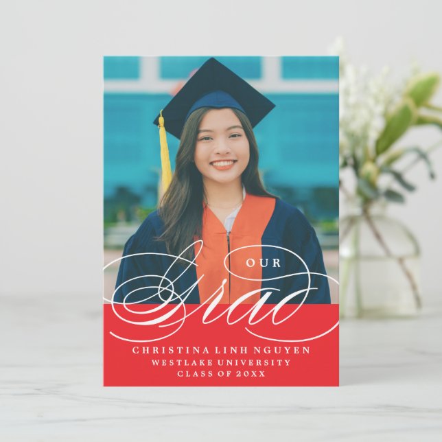 VÅR ELEGANTA SCRIPT GRAD | EXAMENSINVITATION INBJUDNINGAR (Stående Fram)