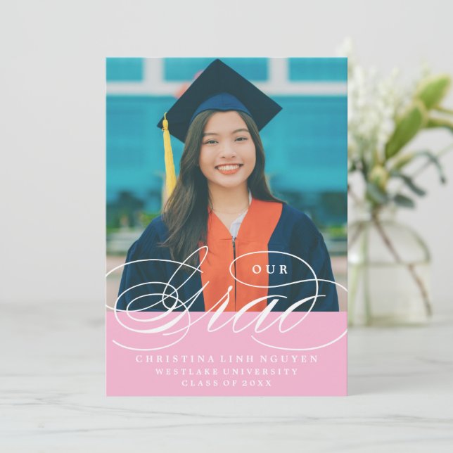 VÅR ELEGANTA SCRIPT GRAD | EXAMENSINVITATION INBJUDNINGAR (Stående Fram)