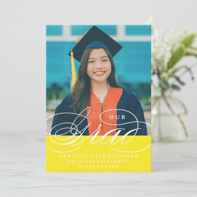 VÅR ELEGANTA SCRIPT GRAD | EXAMENSINVITATION INBJUDNINGAR (Stående Fram)