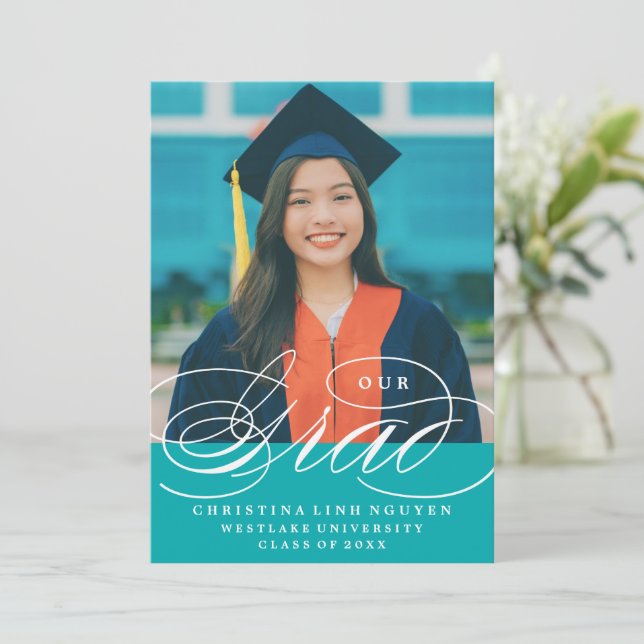VÅR ELEGANTA SCRIPT GRAD | EXAMENSINVITATION INBJUDNINGAR (Stående Fram)