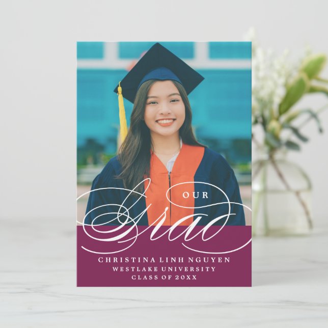 VÅR ELEGANTA SCRIPT GRAD | EXAMENSINVITATION INBJUDNINGAR (Stående Fram)