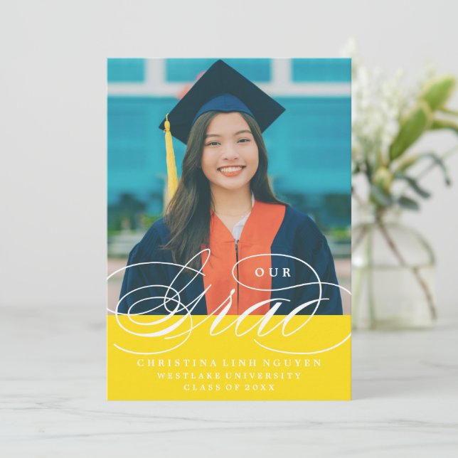 VÅR ELEGANTA SCRIPT GRAD | EXAMENSINVITATION INBJUDNINGAR (Stående Fram)