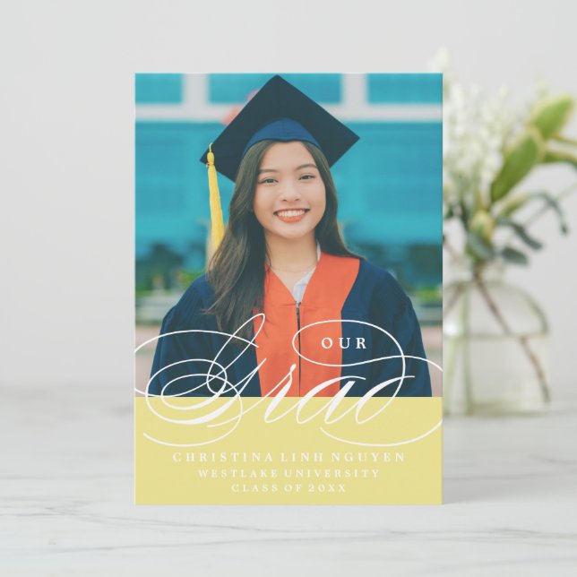 VÅR ELEGANTA SCRIPT GRAD | EXAMENSINVITATION INBJUDNINGAR (Stående Fram)
