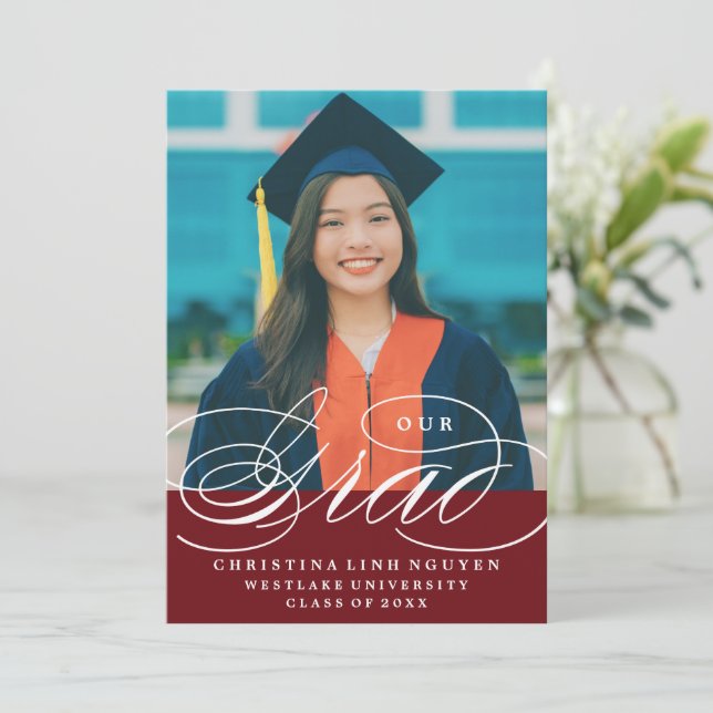 VÅR ELEGANTA SCRIPT GRAD | EXAMENSINVITATION INBJUDNINGAR (Stående Fram)