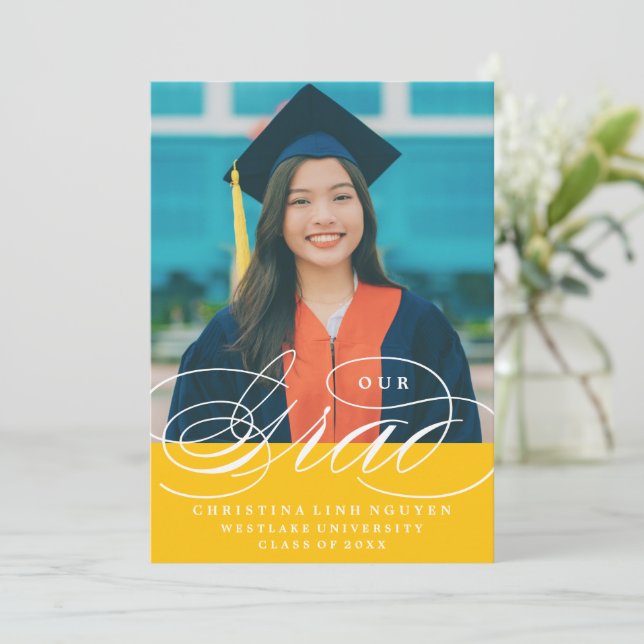 VÅR ELEGANTA SCRIPT GRAD | EXAMENSINVITATION INBJUDNINGAR (Stående Fram)