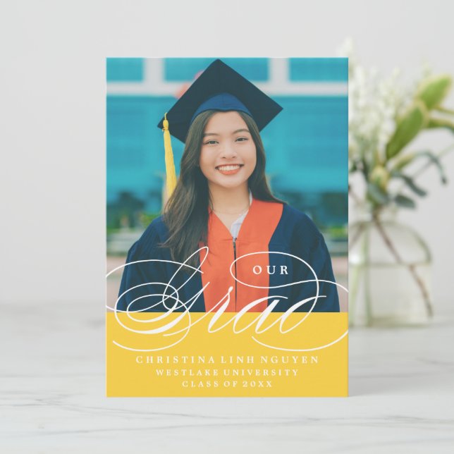 VÅR ELEGANTA SCRIPT GRAD | EXAMENSINVITATION INBJUDNINGAR (Stående Fram)