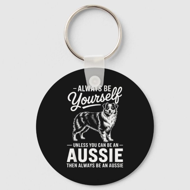 Var en aussie rolig australian shepherd  nyckelring (Framsida)