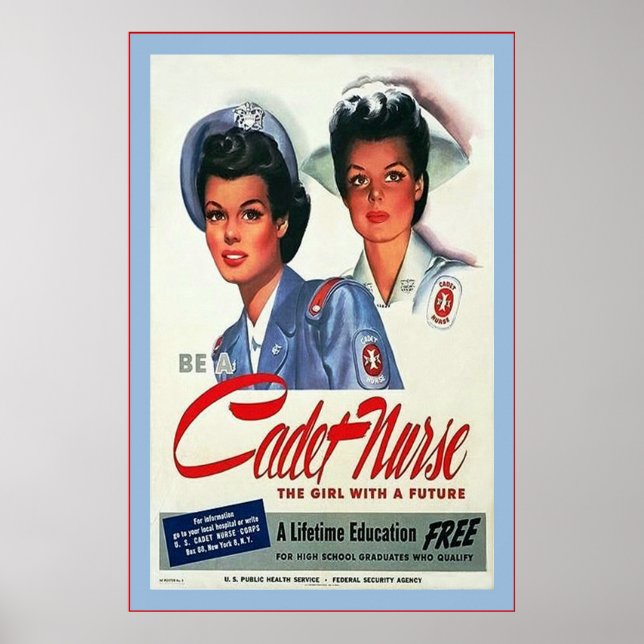 Var en Cadet Nurse ~ Vintage Nurse Poster (Framsidan)