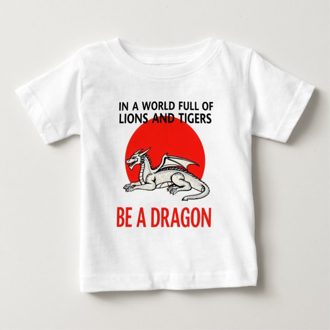 Var en drake - Unik Fantasy-design T Shirt (Framsida)