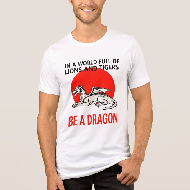 Var en drake - Unik Fantasy-design T Shirt (Framsida)